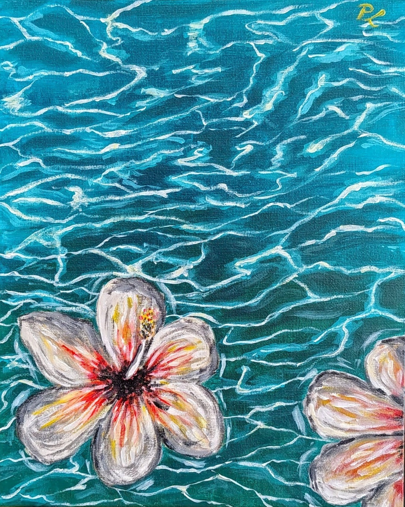 Hibiskus - Farby akrylowe od p.lechoszest.art - ArtBoard