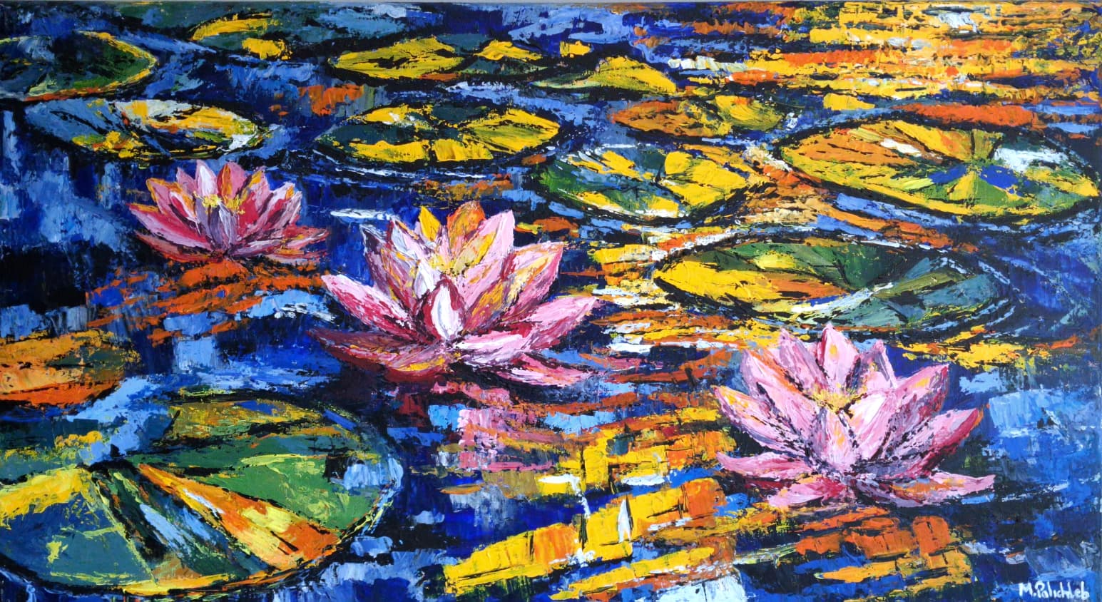 Nenufary - Farby akrylowe od M. Palichleb Art - ArtBoard