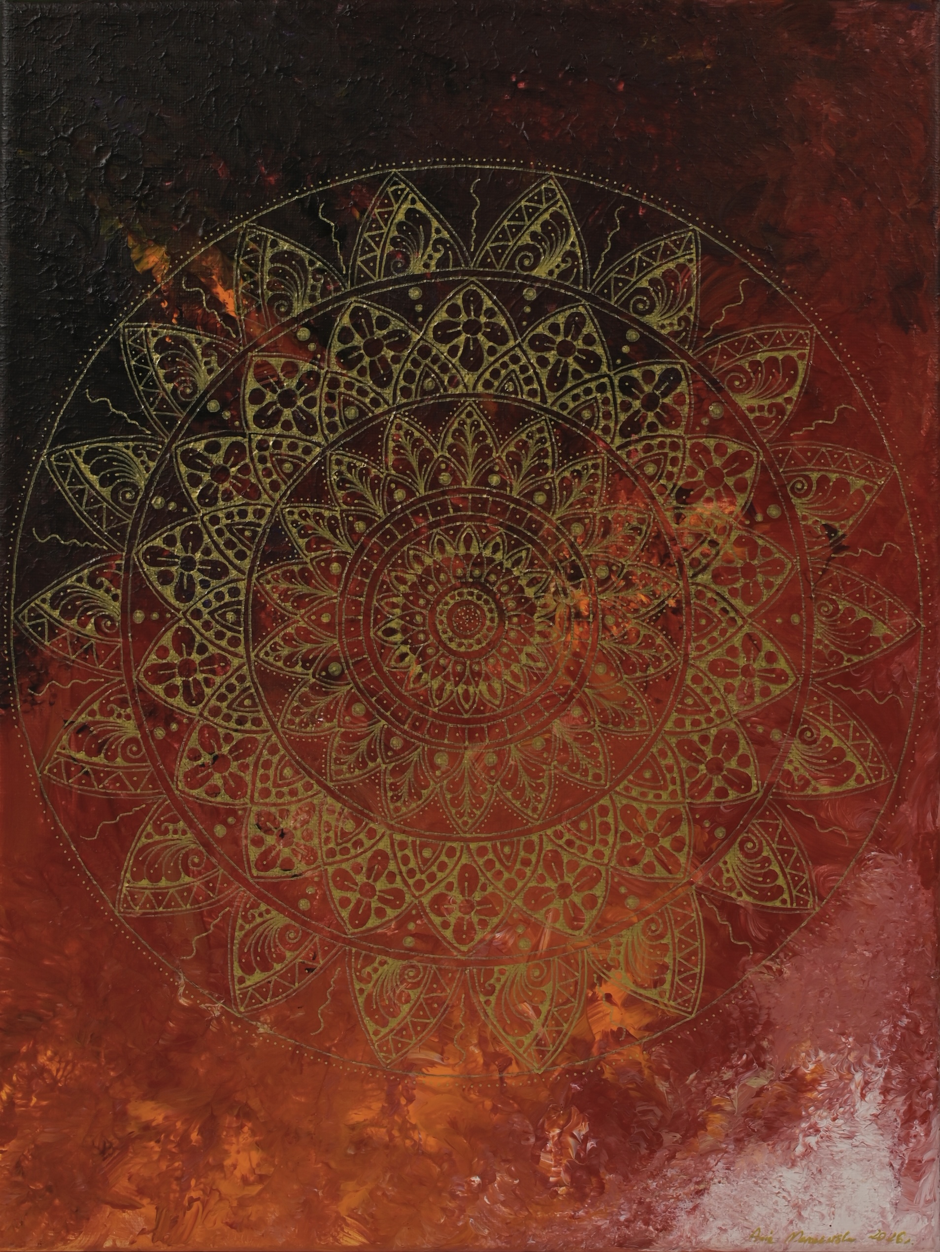 Mandala nr 62 „Przebudzenie 4″ - Farby akrylowe od Ania Marczewska - ArtBoard