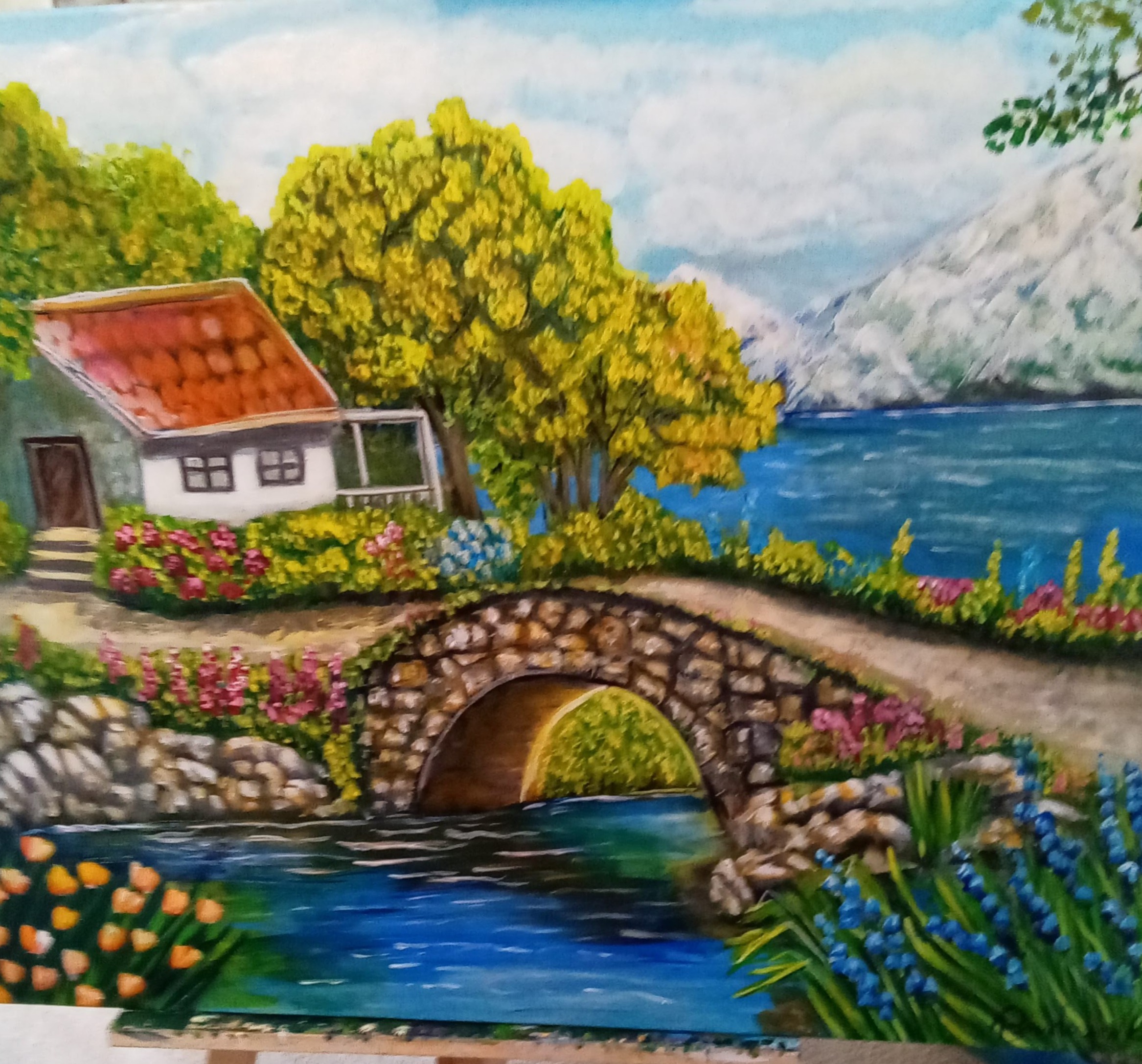Domek  nad  morzem  - Farby akrylowe od natalka - ArtBoard