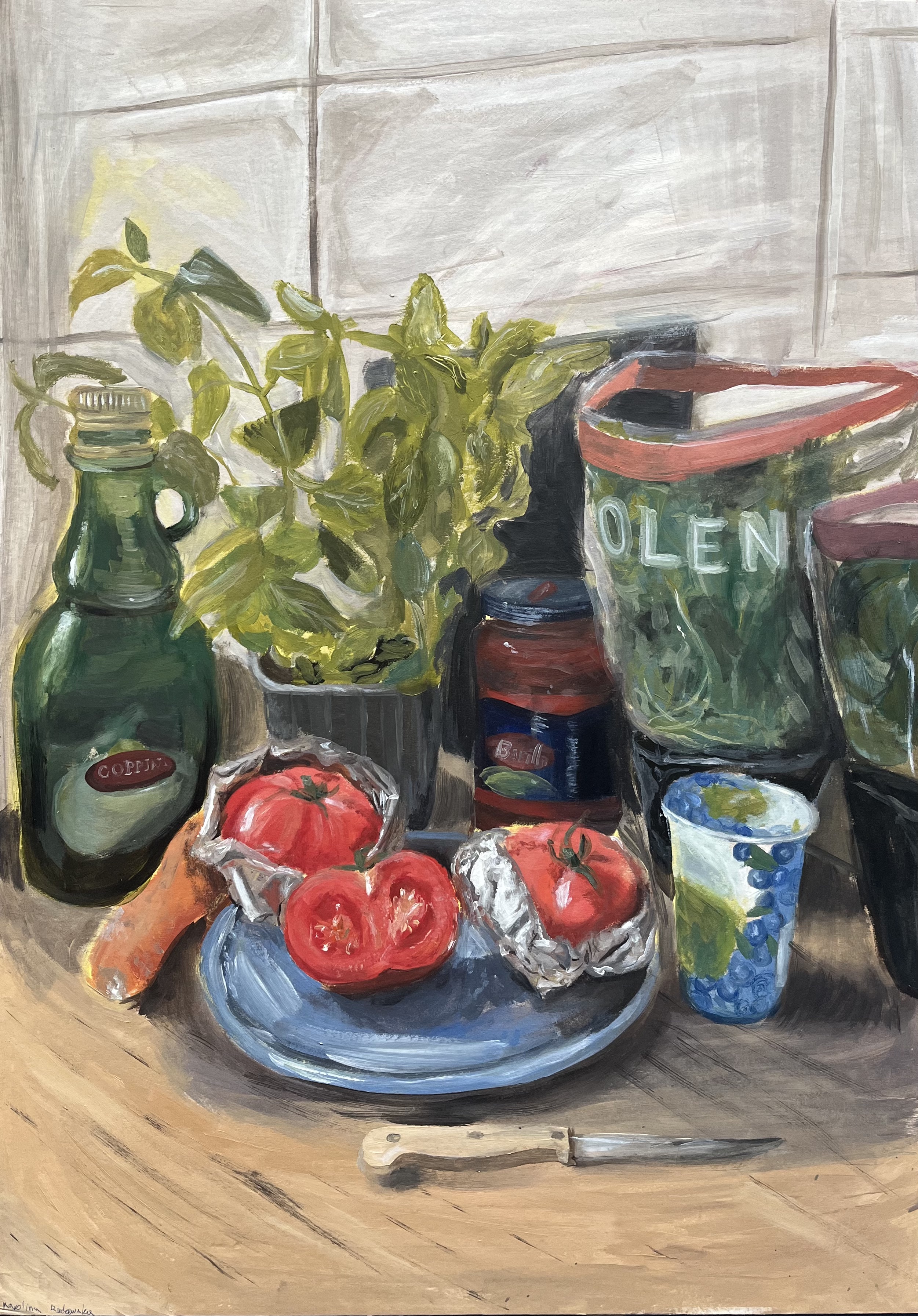 Martwa natura z pomidorami - Farby olejne od Rydzewskaart - ArtBoard